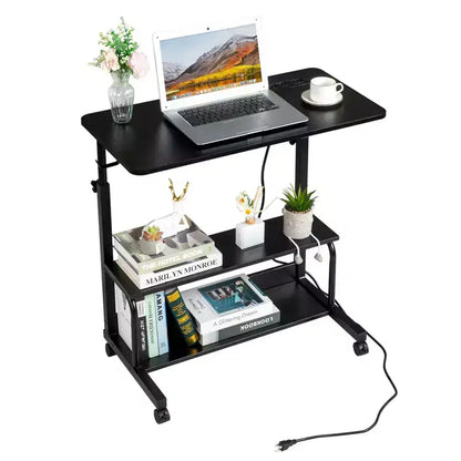 Karl Home Rolling & Height Adjustable Computer Desk Laptop Table Side Table End Table with with Charging Station, 2 USB Ports