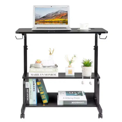 Karl Home Bureau d'ordinateur portable roulant et réglable en hauteur, table d'appoint avec station de charge et 2 ports USB