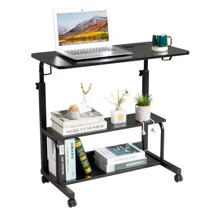 Karl Home Bureau d'ordinateur portable roulant et réglable en hauteur, table d'appoint avec station de charge et 2 ports USB