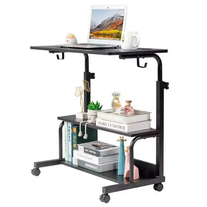 Karl Home Bureau d'ordinateur portable roulant et réglable en hauteur, table d'appoint avec station de charge et 2 ports USB