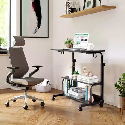 Karl Home Bureau d'ordinateur portable roulant et réglable en hauteur, table d'appoint avec station de charge et 2 ports USB