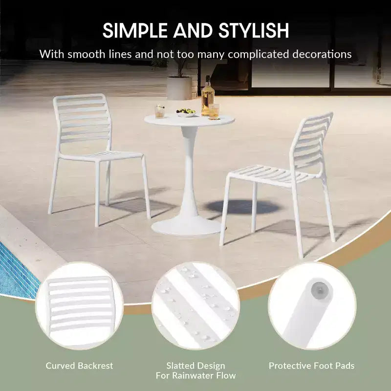 WestinTrends Playa 7-Piece Metal Rectangular Patio Dining Table Set With Stackable Plastic Dining Chairs For 6
