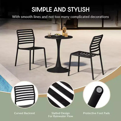 WestinTrends Playa 7-Piece Metal Rectangular Patio Dining Table Set With Stackable Plastic Dining Chairs For 6