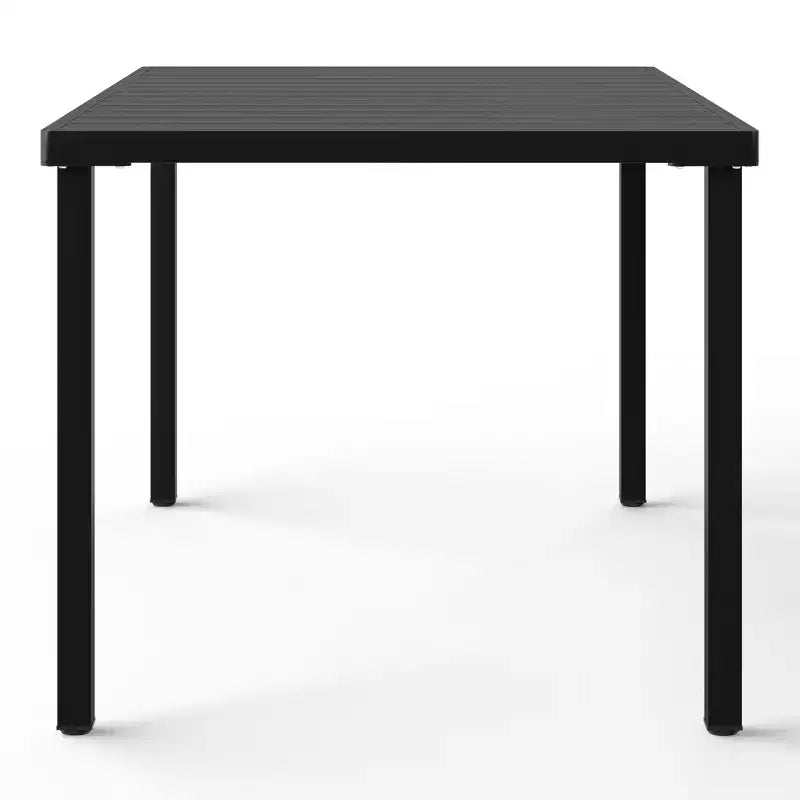WestinTrends Playa 7-Piece Metal Rectangular Patio Dining Table Set With Stackable Plastic Dining Chairs For 6