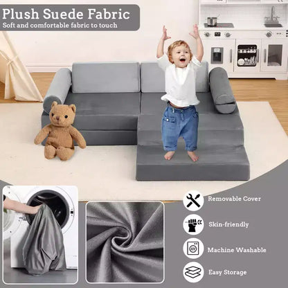 Modular Kids Couch 13PCS,Toddler Couch for Creative Boys Girls, Convertible Kids Modular Play Couch, Kids Sofa for Playroom,56.7x28.35
