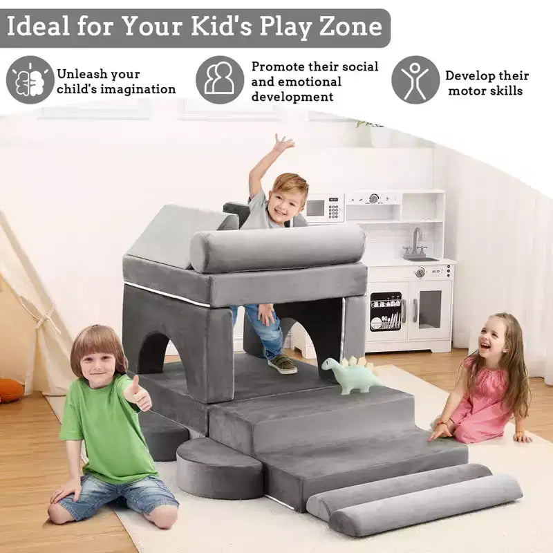 Modular Kids Couch 13PCS,Toddler Couch for Creative Boys Girls, Convertible Kids Modular Play Couch, Kids Sofa for Playroom,56.7x28.35