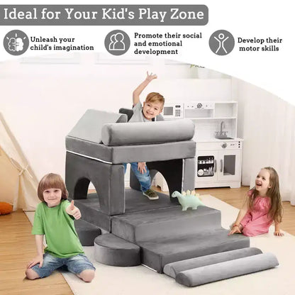 Modular Kids Couch 13PCS,Toddler Couch for Creative Boys Girls, Convertible Kids Modular Play Couch, Kids Sofa for Playroom,56.7x28.35