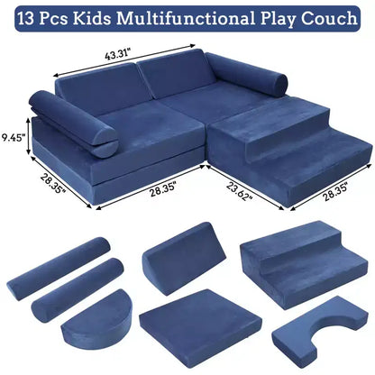 Modular Kids Couch 13PCS,Toddler Couch for Creative Boys Girls, Convertible Kids Modular Play Couch, Kids Sofa for Playroom,56.7x28.35