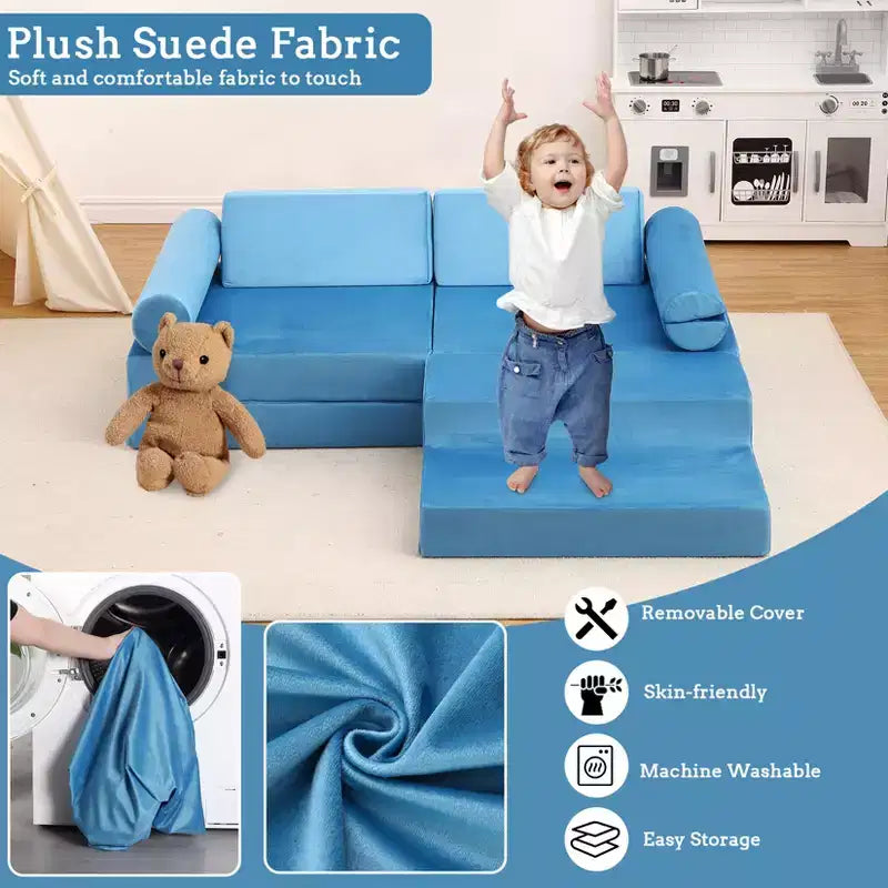 Modular Kids Couch 13PCS,Toddler Couch for Creative Boys Girls, Convertible Kids Modular Play Couch, Kids Sofa for Playroom,56.7x28.35