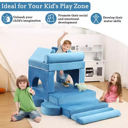 Modular Kids Couch 13PCS,Toddler Couch for Creative Boys Girls, Convertible Kids Modular Play Couch, Kids Sofa for Playroom,56.7x28.35