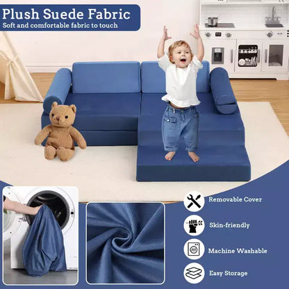 Modular Kids Couch 13PCS,Toddler Couch for Creative Boys Girls, Convertible Kids Modular Play Couch, Kids Sofa for Playroom,56.7x28.35