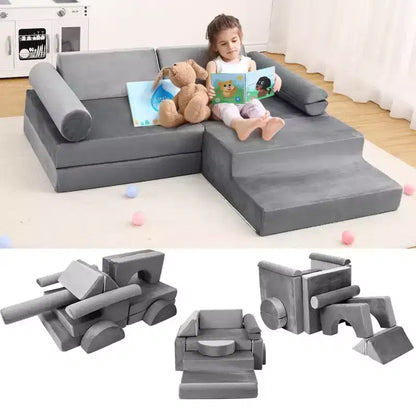Modular Kids Couch 13PCS,Toddler Couch for Creative Boys Girls, Convertible Kids Modular Play Couch, Kids Sofa for Playroom,56.7x28.35