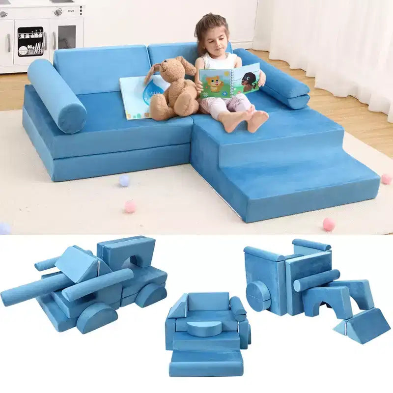 Modular Kids Couch 13PCS,Toddler Couch for Creative Boys Girls, Convertible Kids Modular Play Couch, Kids Sofa for Playroom,56.7x28.35
