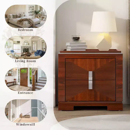 Christopher Knight Home Baldros Mid-Century Modern Wooden Nightstand with 2 Drawers