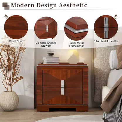 Christopher Knight Home Baldros Mid-Century Modern Wooden Nightstand with 2 Drawers