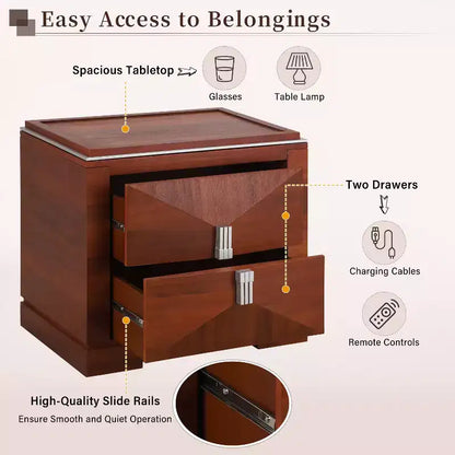 Christopher Knight Home Baldros Mid-Century Modern Wooden Nightstand with 2 Drawers