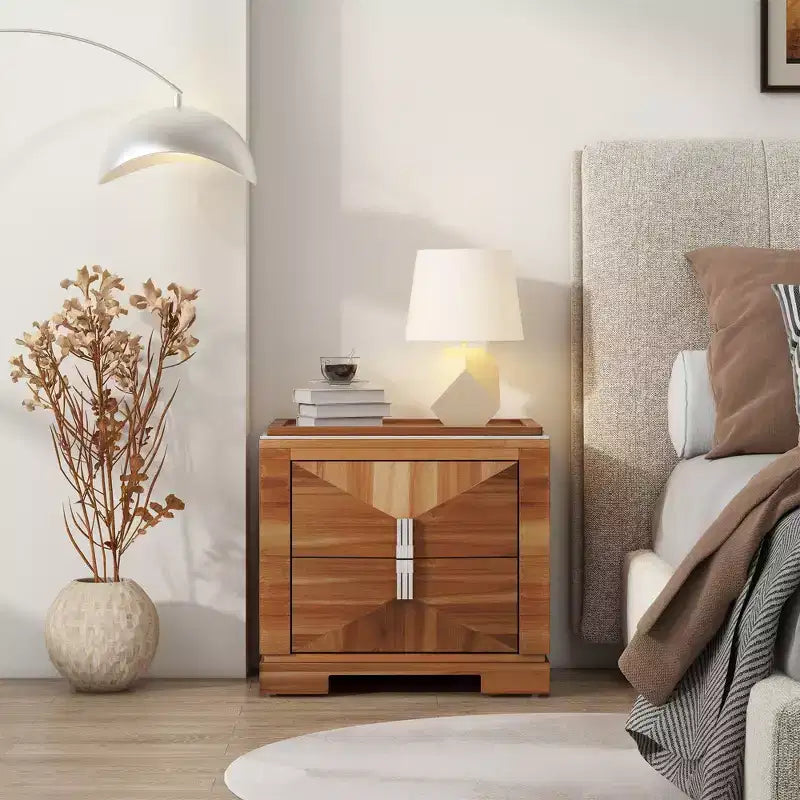 Christopher Knight Home Baldros Mid-Century Modern Wooden Nightstand with 2 Drawers