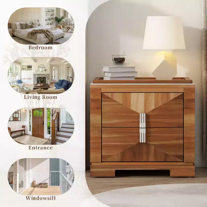 Christopher Knight Home Baldros Mid-Century Modern Wooden Nightstand with 2 Drawers