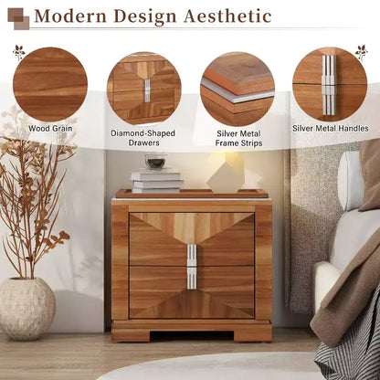 Christopher Knight Home Baldros Mid-Century Modern Wooden Nightstand with 2 Drawers
