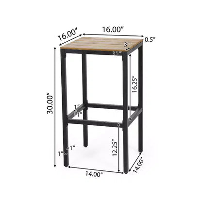 Christopher Knight Home Elkhart Outdoor Modern Industrial Acacia Wood 5 Piece Bar Set