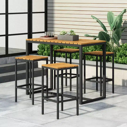 Christopher Knight Home Elkhart Outdoor Modern Industrial Acacia Wood 5 Piece Bar Set