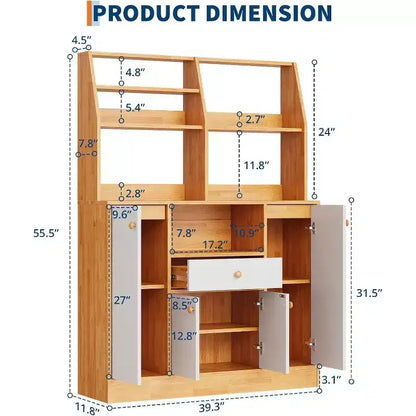Grand placard de garde-manger - Buffet autoportant avec tiroirs, portes et étagère réglable pour le rangement de la cuisine