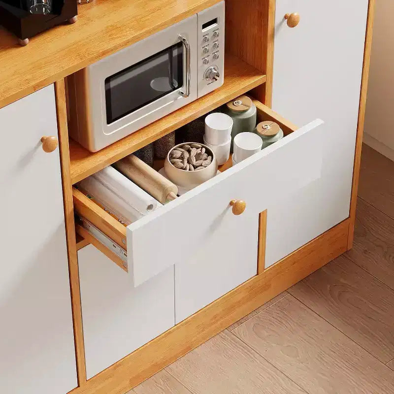 Grand placard de garde-manger - Buffet autoportant avec tiroirs, portes et étagère réglable pour le rangement de la cuisine