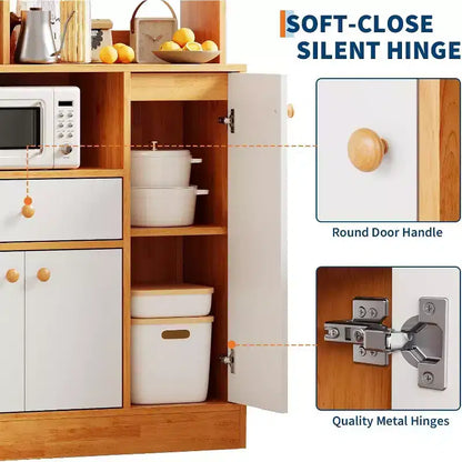 Grand placard de garde-manger - Buffet autoportant avec tiroirs, portes et étagère réglable pour le rangement de la cuisine