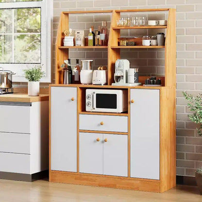 Grand placard de garde-manger - Buffet autoportant avec tiroirs, portes et étagère réglable pour le rangement de la cuisine