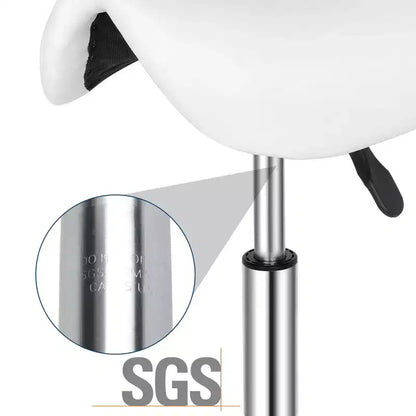 Black Height Adjustable Saddle Stool Rolling Bar Stool Salon Chair, Workshop Home Office Use