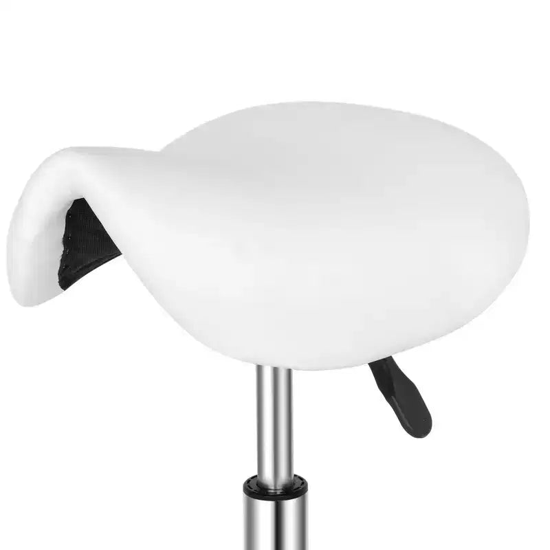 Black Height Adjustable Saddle Stool Rolling Bar Stool Salon Chair, Workshop Home Office Use