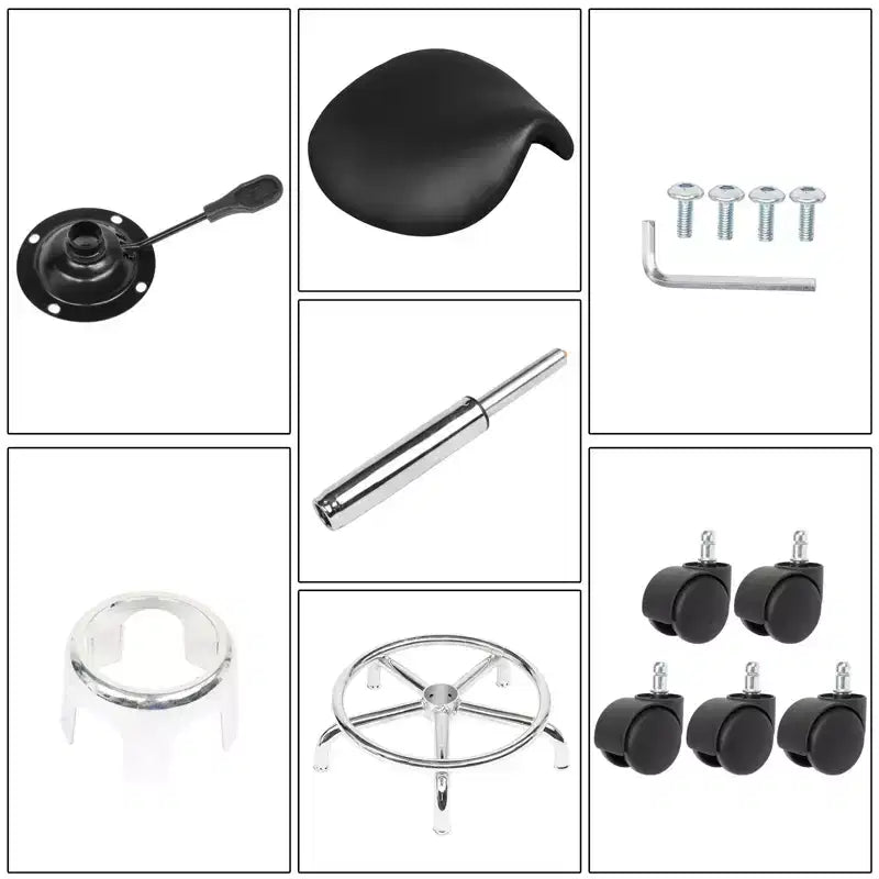 Black Height Adjustable Saddle Stool Rolling Bar Stool Salon Chair, Workshop Home Office Use