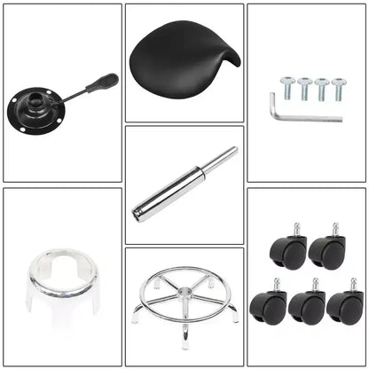 Black Height Adjustable Saddle Stool Rolling Bar Stool Salon Chair, Workshop Home Office Use