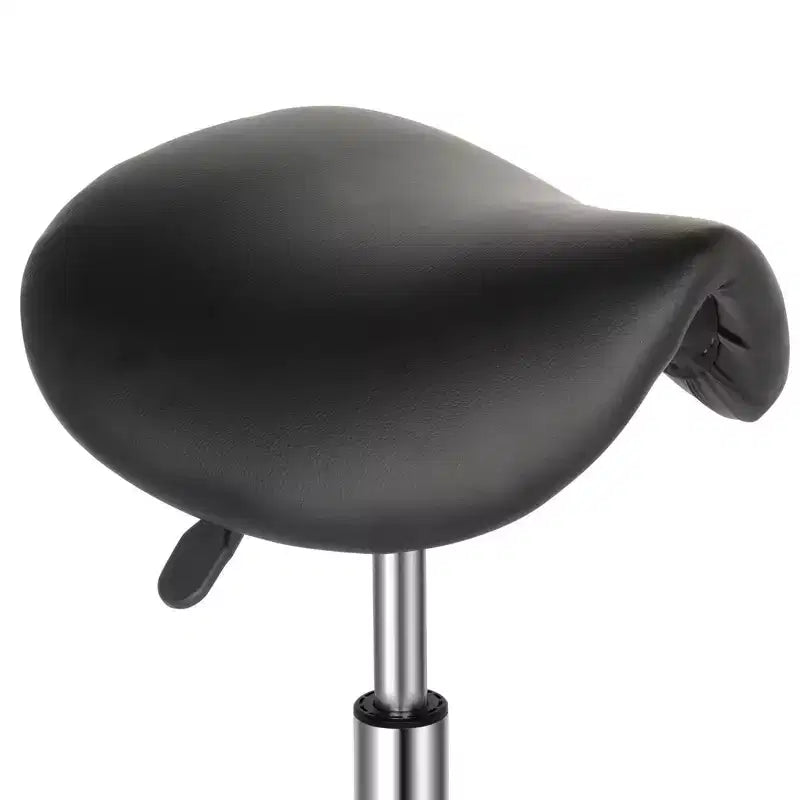 Black Height Adjustable Saddle Stool Rolling Bar Stool Salon Chair, Workshop Home Office Use
