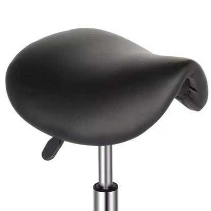 Black Height Adjustable Saddle Stool Rolling Bar Stool Salon Chair, Workshop Home Office Use