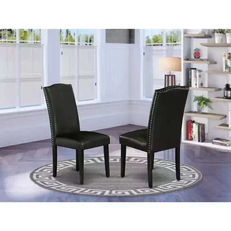 HomeStock Artisanal Attic Parson Leather Chair Set of 2