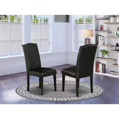 HomeStock Artisanal Attic Parson Leather Chair Set of 2
