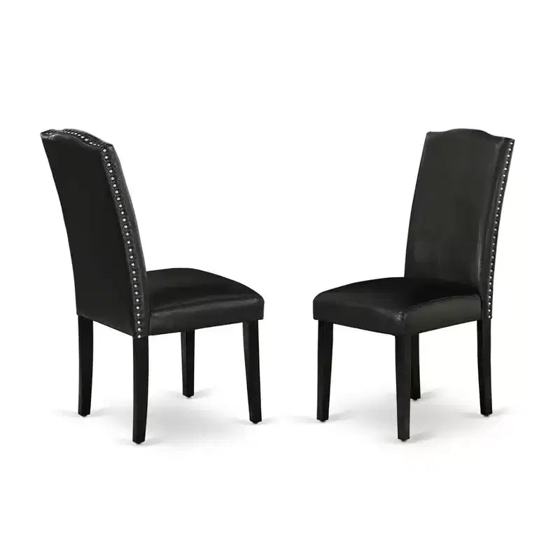 HomeStock Artisanal Attic Parson Leather Chair Set of 2