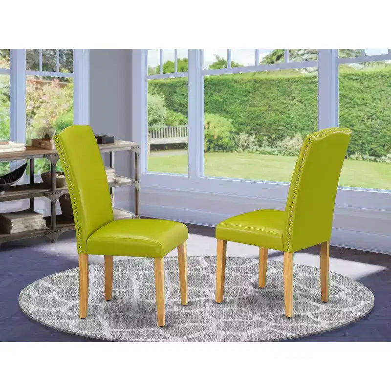 HomeStock Artisanal Attic Parson Leather Chair Set of 2