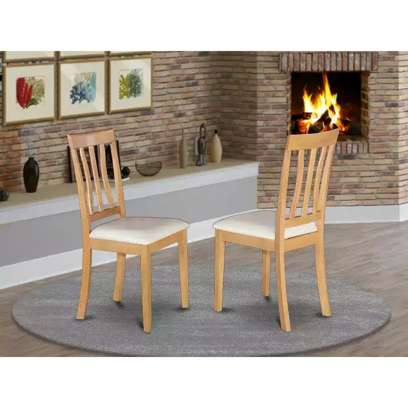 HomeStock Belmont 2 Chaises de salle à manger, 18L x 18W x 38H, assise en bois massif, chêne