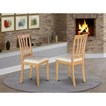 HomeStock Belmont 2 Chaises de salle à manger, 18L x 18W x 38H, assise en bois massif, chêne