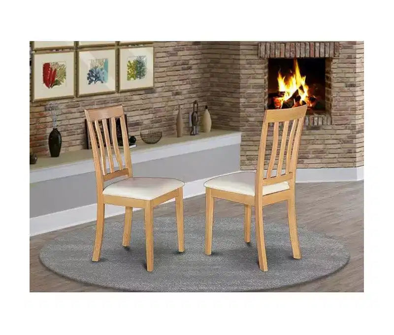 HomeStock Belmont 2 Chaises de salle à manger, 18L x 18W x 38H, assise en bois massif, chêne