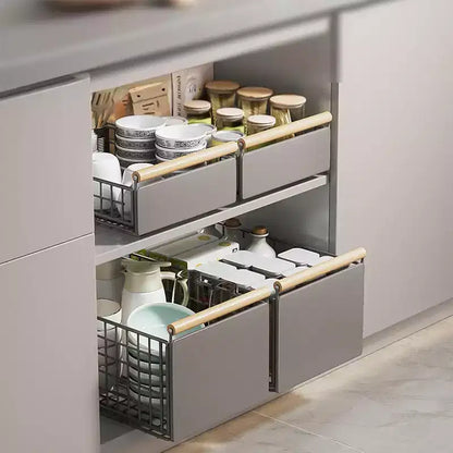 Kitchen Drawer Organizer, Metal Extendable Telescopic Pull-Out Cabinet Shelf - No Drilling Under Sink Organiser