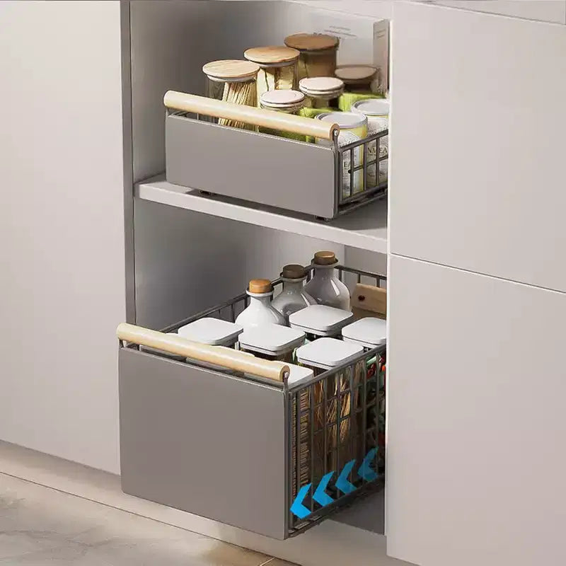 Organisateur de tiroir de cuisine, étagère de placard télescopique coulissante extensible en métal - Organisateur sous évier sans perçage