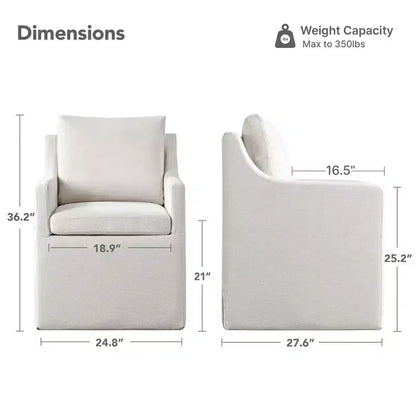 Spruce&Spring Dining Arm Chairs with Casters & Storage