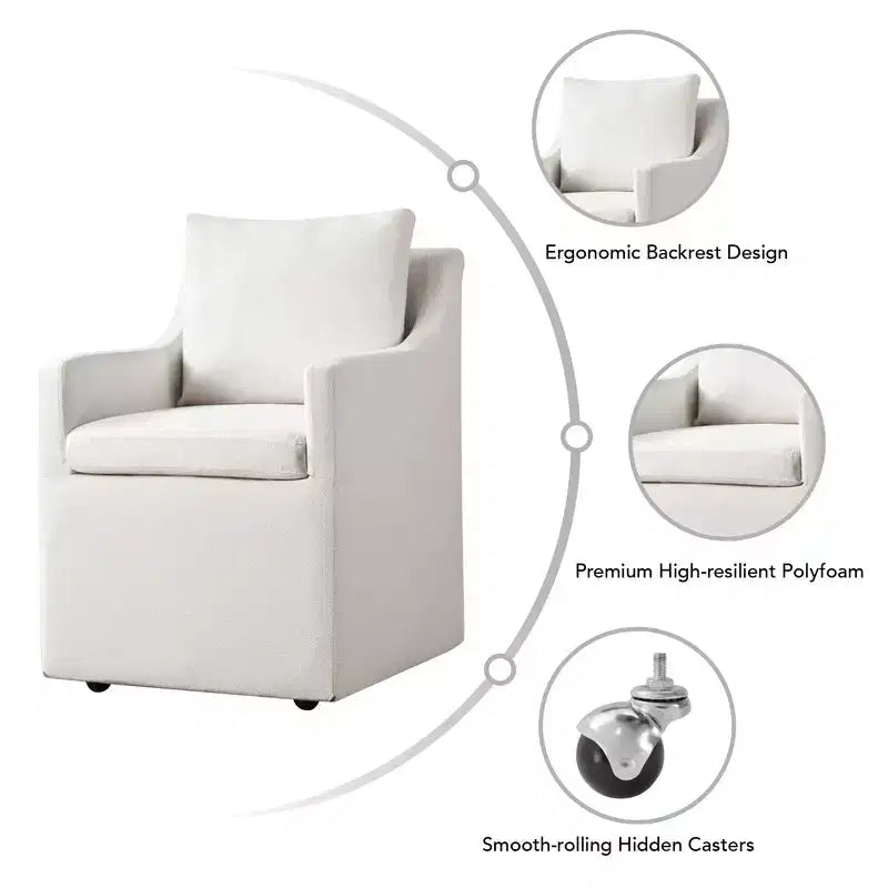 Spruce&Spring Dining Arm Chairs with Casters & Storage