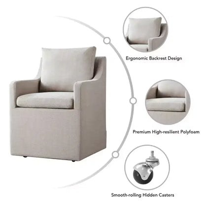 Spruce&Spring Dining Arm Chairs with Casters & Storage