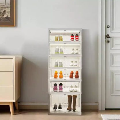 Boîte de rangement pliable GustoWave pour chaussures, armoires à chaussures empilables en plastique avec portes magnétiques, étagère à chaussures pour le salon