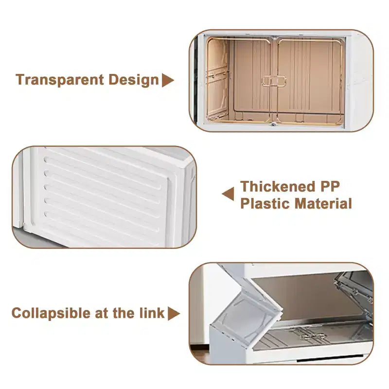 Boîte de rangement pliable GustoWave pour chaussures, armoires à chaussures empilables en plastique avec portes magnétiques, étagère à chaussures pour le salon