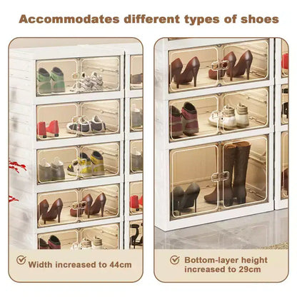Boîte de rangement pliable GustoWave pour chaussures, armoires à chaussures empilables en plastique avec portes magnétiques, étagère à chaussures pour le salon